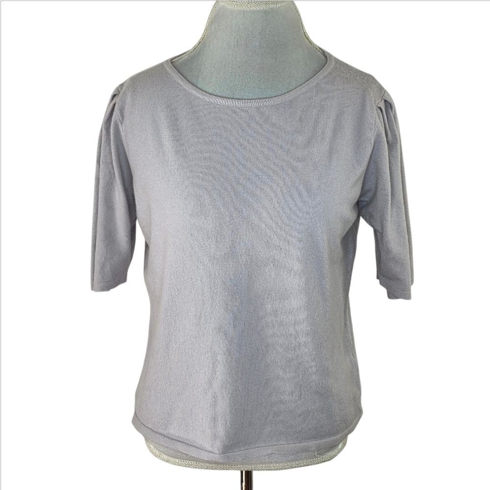 Vila Milano Lavender Puff Sleeve Crop Lightweight Sweater Size Medium - Picture 2 of 10